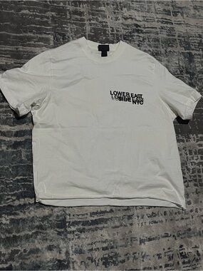 LOWER EAST SIDE White Short-Sleeve Tee with Black Chest Logo